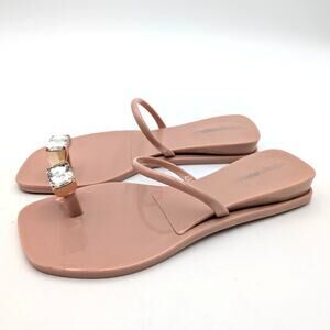 Jeffrey Campbell Balia Jelly Toe Ring Jewel Wedge Sandal Nude Size US7 EU38